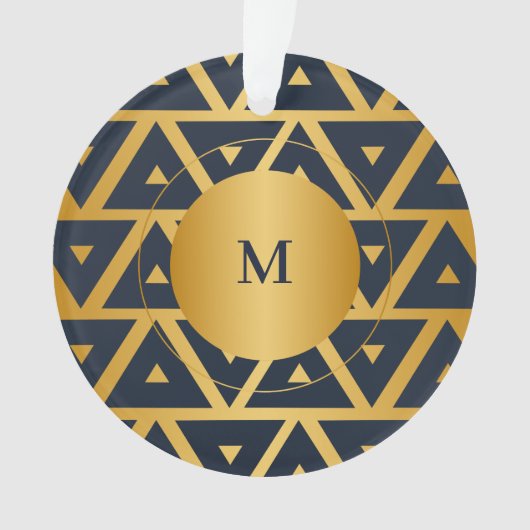 青金ゴールド幾何学的パタパーソナライズされたーン オーナメント (正面)
