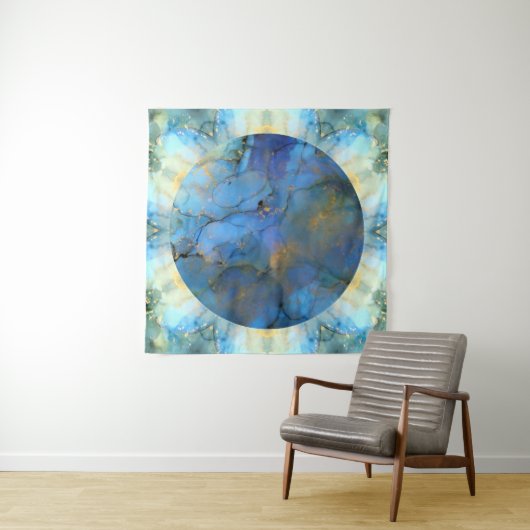 青金ゴールド抽象芸術サイエンスフィクション地球 タペストリー (インサイチュ)