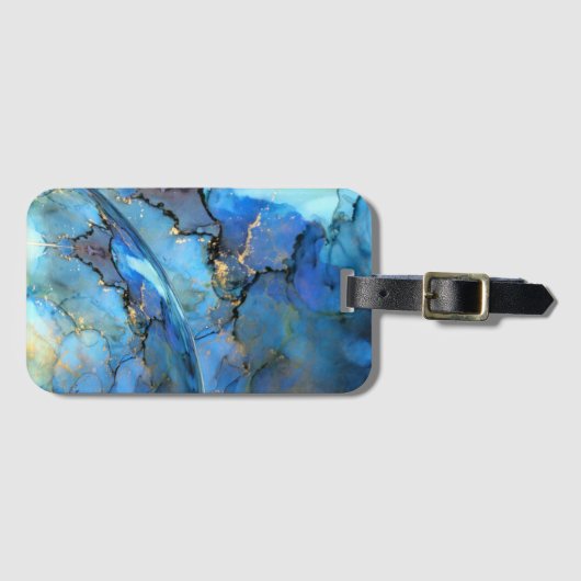 青金ゴールド抽象芸術サイエンスフィクション地球 ラゲッジタグ (正面横)