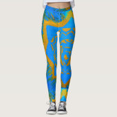 青金ゴールド抽象芸術記号 レギンス (正面)