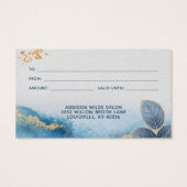 青金ゴールド水彩植物性葉植物ギフトカード (裏面)