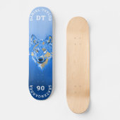 青金ゴールド水色グラデーショ絵を描ンモノグラムオオカミ スケートボード (正面)
