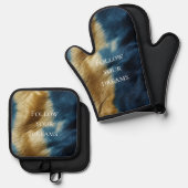 青金ゴールド牛革 鍋つかみ&鍋敷きセット (正面/裏面)