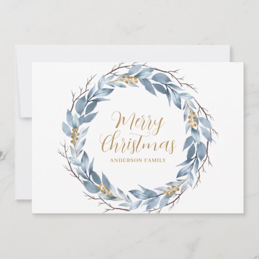 青金ゴールド素朴パーソナライズされたクリスマス シーズンカード (正面)