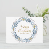 青金ゴールド素朴パーソナライズされたクリスマス シーズンカード (スタンド正面)