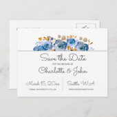 青金ゴールド結婚フローラ 案内ポストカード (正面/裏面)