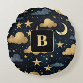 青金ゴールド著名人の文星モノグラム ラウンドクッション (正面)