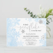 青金ゴールド銀の雪片冬用のボーイシャワー 招待状 (スタンド正面)