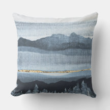 青金ゴールド風景布質枕