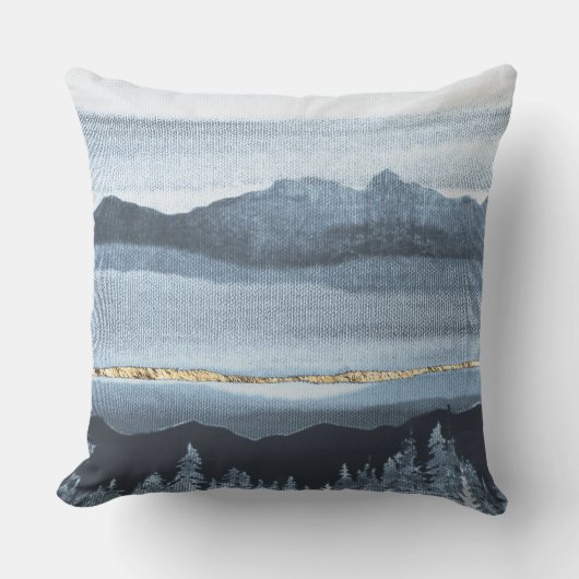 青金ゴールド風景布質枕 アウトドアクッション (正面)