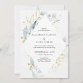 青金ゴールド（模倣）水彩集結婚集 招待状 (正面)