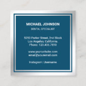 青金属鋼歯歯科診療所歯科医師 スクエア名刺 (裏面)