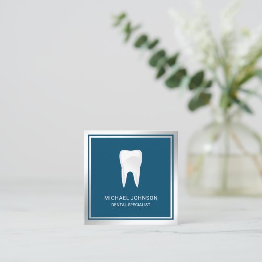 青金属鋼歯歯科診療所歯科医師 スクエア名刺 (スタンド正面)