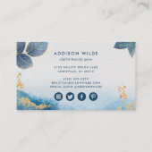 青金水彩植物の葉のアブストラクト ロイヤリティカード (裏面)