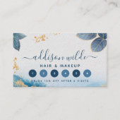 青金水彩植物の葉のアブストラクト ロイヤリティカード (正面)