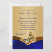 青金茶色の蝶の結婚式 招待状 (裏面)