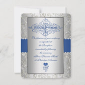 青銀のタイポグラフィー結婚式招待状挿入ページ 招待状 (正面)