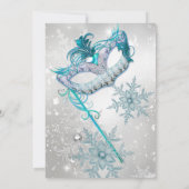 青銀の雪の結晶仮面舞踏会クリスマスパーティー 招待状 (裏面)