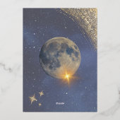 青銀河系天結婚空金ゴールド 箔招待状 (裏面)