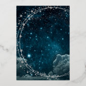 青銀河系結婚スカイ金ゴールド 箔招待状 (裏面)