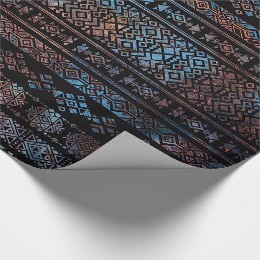 青銅および錆のヴィンテージアステカなペルーの種族のPat ラッピングペーパー (角)
