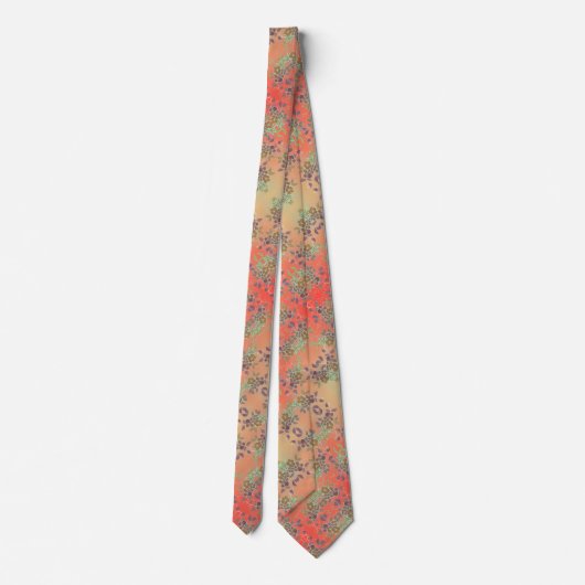青銅と橙の花柄 ネクタイ (裏面)