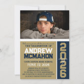 青銅と海軍のモダン卒業写真の発表 招待状 (正面)