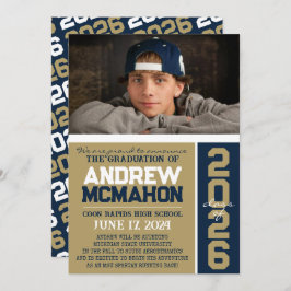 青銅と海軍のモダン卒業写真の発表 招待状