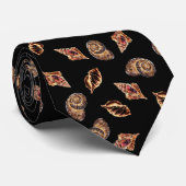 青銅と黒の貝殻のパターン ネクタイ (ロール)