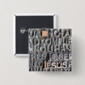 青銅の飾り板のイエス・キリストSagrada Familiaの写真ボタン 缶バッジ (正面&裏面)