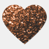 青銅オレンジ色の銅のフェイクグリッターが輝く ハートシール (正面)