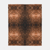青銅オレンジ色の銅のフェイクグリッターが輝く フリースブランケット (正面)