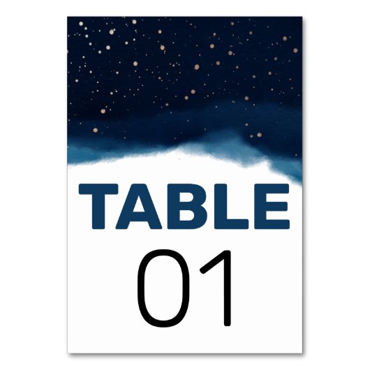 青銅グラデーション星付きネイビー結婚スカイ テーブルナンバー (正面)