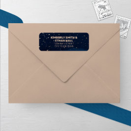 青銅グラデーション星付きネイビー結婚スカイ ラベル