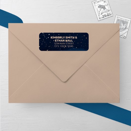 青銅グラデーション星付きネイビー結婚スカイ ラベル