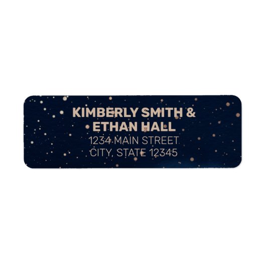 青銅グラデーション星付きネイビー結婚スカイ ラベル (正面)