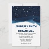 青銅グラデーション星付きネイビー結婚スカイ 招待状 (正面)