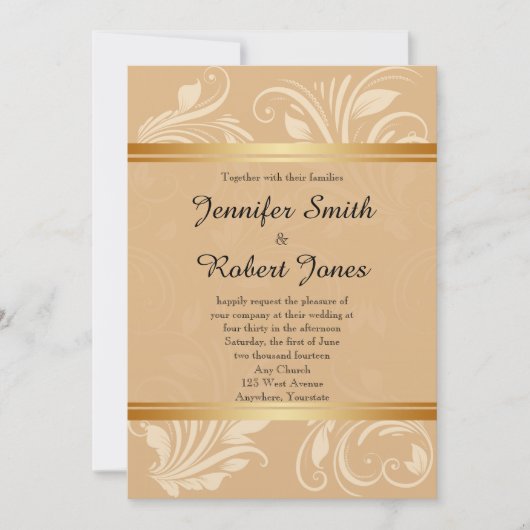 青銅モダンフローラ結婚式招待状 招待状 (正面)