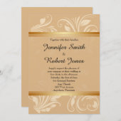 青銅モダンフローラ結婚式招待状 招待状 (正面/裏面)