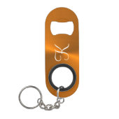 青銅光沢フェイク金属モノグラム キーホルダー栓抜き (正面)