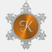 青銅光沢フェイク金属モノグラム スノーフレークピューターオーナメント (正面)