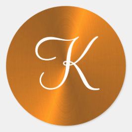 青銅光沢フェイク金属モノグラム ラウンドシール