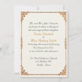 青銅及び羊皮紙の秋の結婚式の招待状 招待状 (正面)