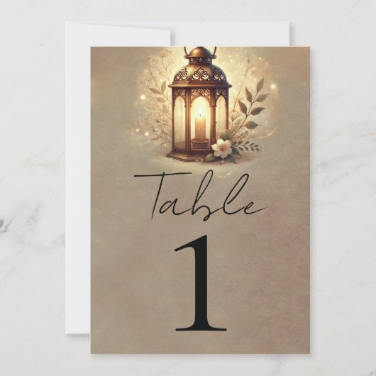 青銅白熱［赤熱］光を放つ灯素朴結婚のテーブル番号 招待状 (正面)
