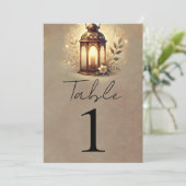 青銅白熱［赤熱］光を放つ灯素朴結婚のテーブル番号 招待状 (スタンド正面)
