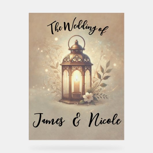 青銅白熱［赤熱］光を放つ灯素朴結婚灯の標識 アクリルサイン (正面)