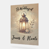 青銅白熱［赤熱］光を放つ灯素朴結婚灯の標識 アクリルサイン (傾斜)