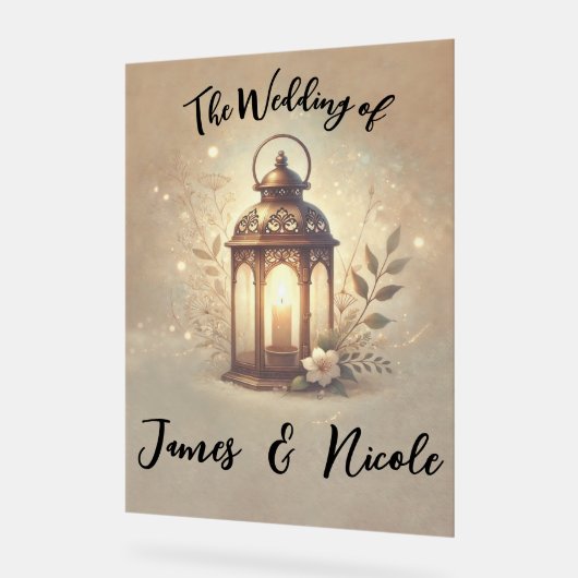 青銅白熱［赤熱］光を放つ灯素朴結婚灯の標識 アクリルサイン (傾斜)