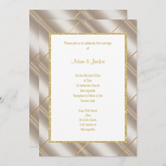 青銅素晴らしメタリック結婚ズ2招待状 招待状 (正面/裏面)