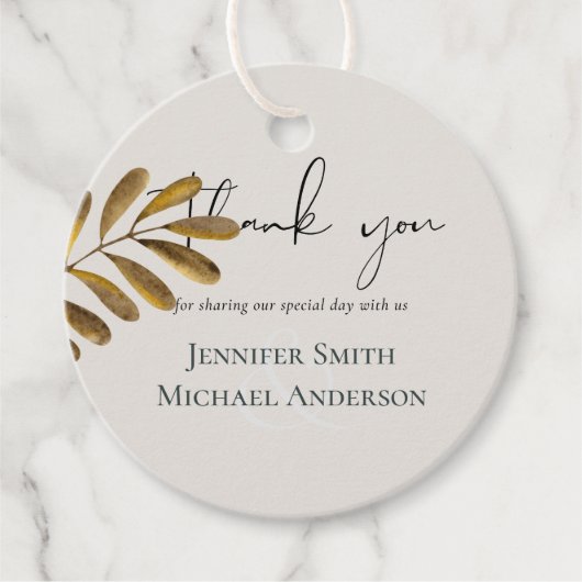 青銅素朴の葉結婚の感謝の好意 フェイバータグ (正面)